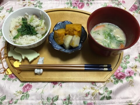 ハロウィン　お月見にも　かぼちゃと里芋の煮物